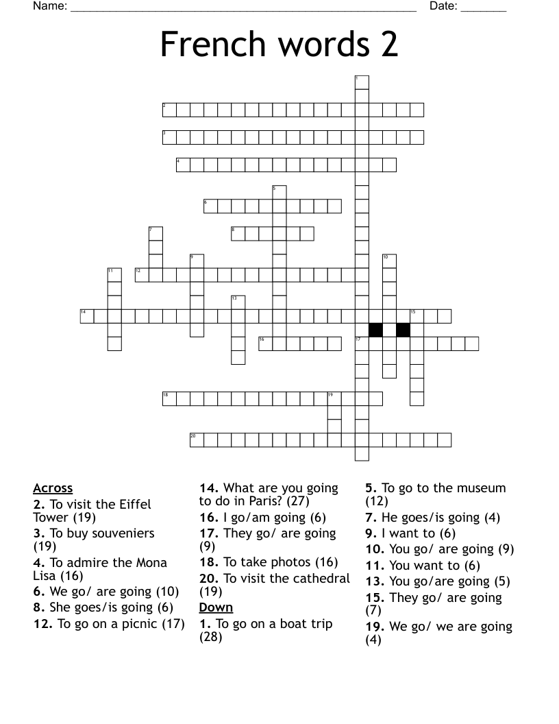 French words 2 Crossword