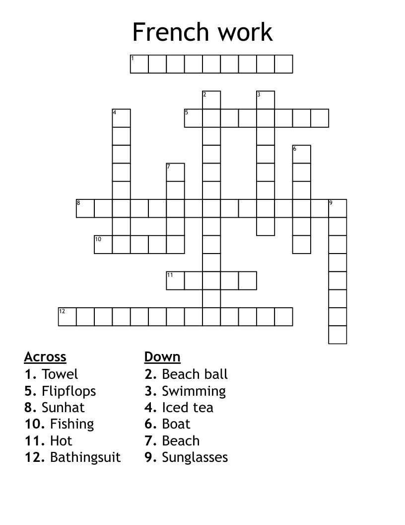 French work Crossword