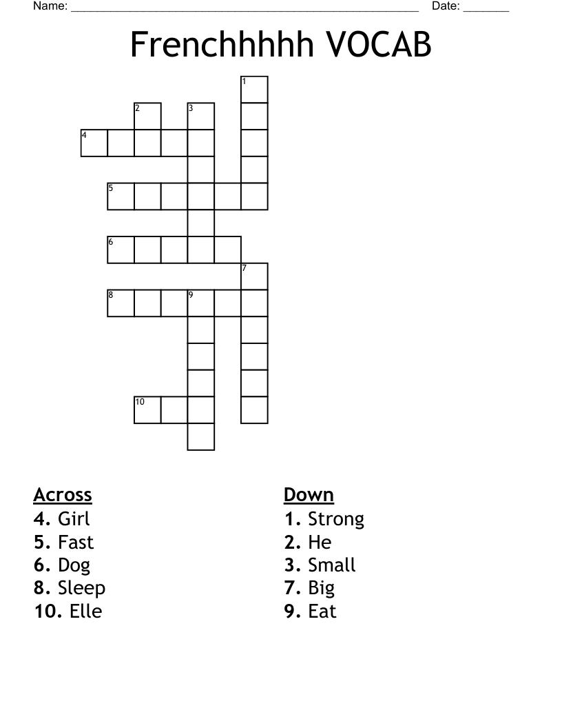 Frenchhhhh VOCAB Crossword