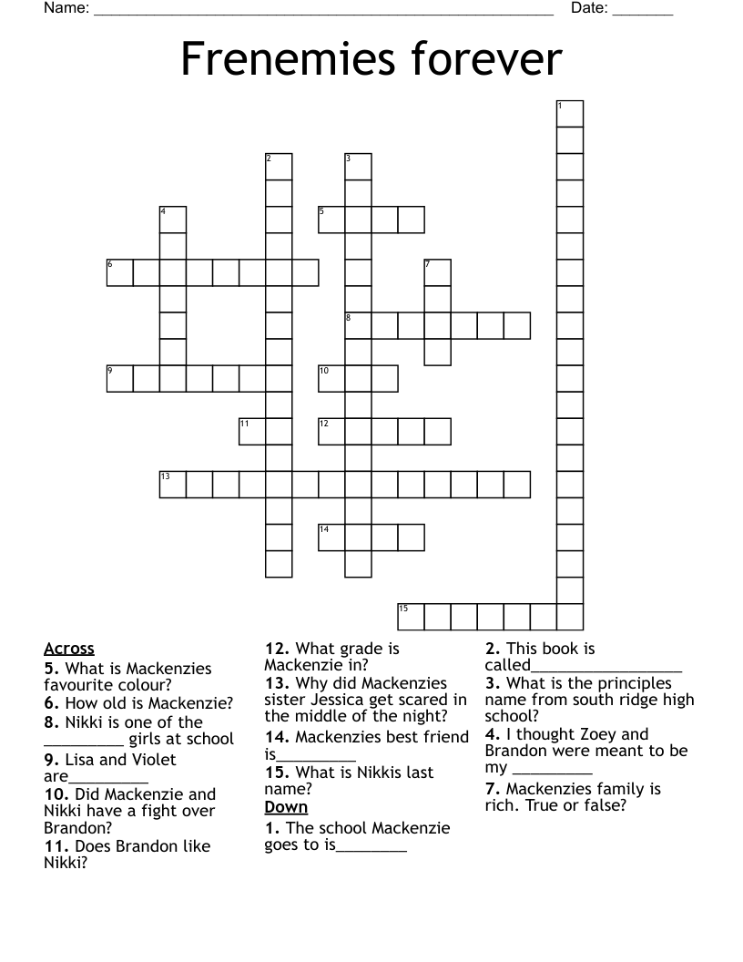 Frenemies forever Crossword