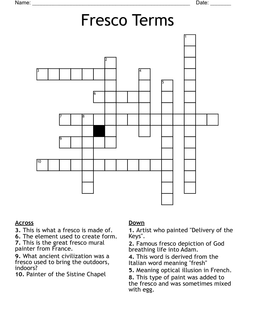Fresco Terms  Crossword