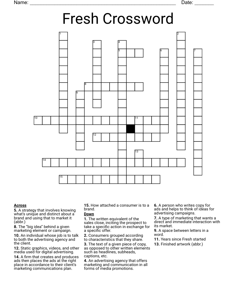 Fresh Crossword