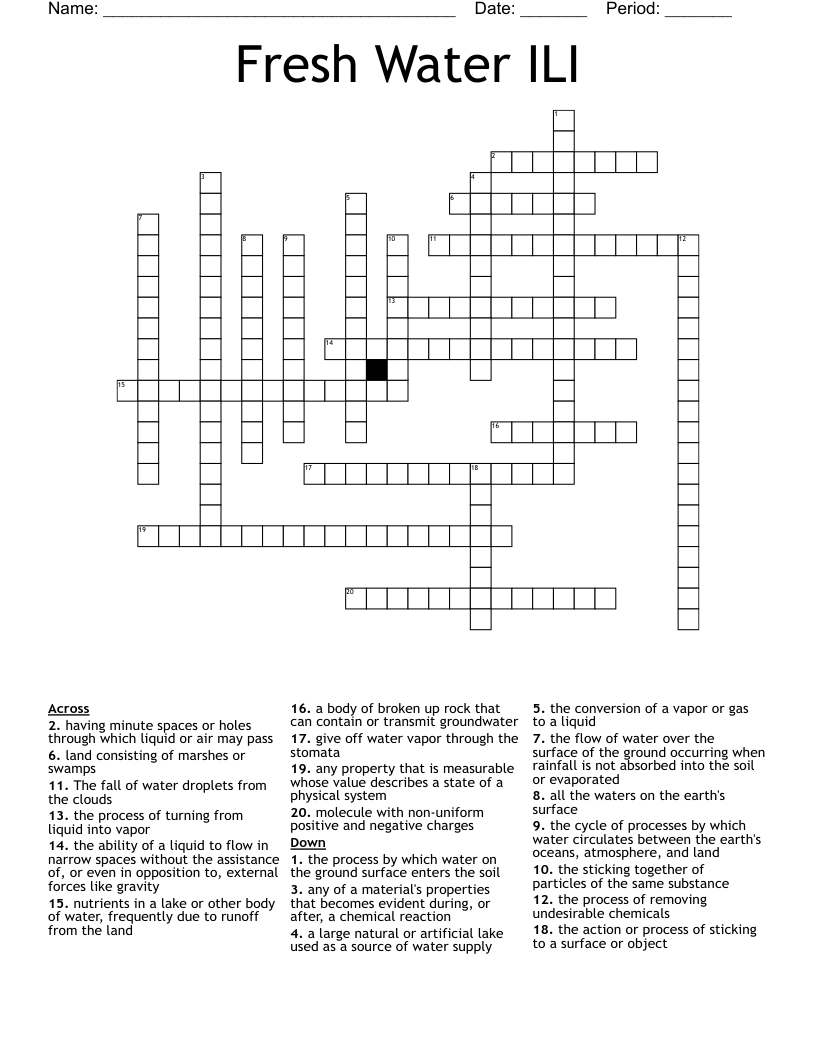 Fresh Water ILI Crossword