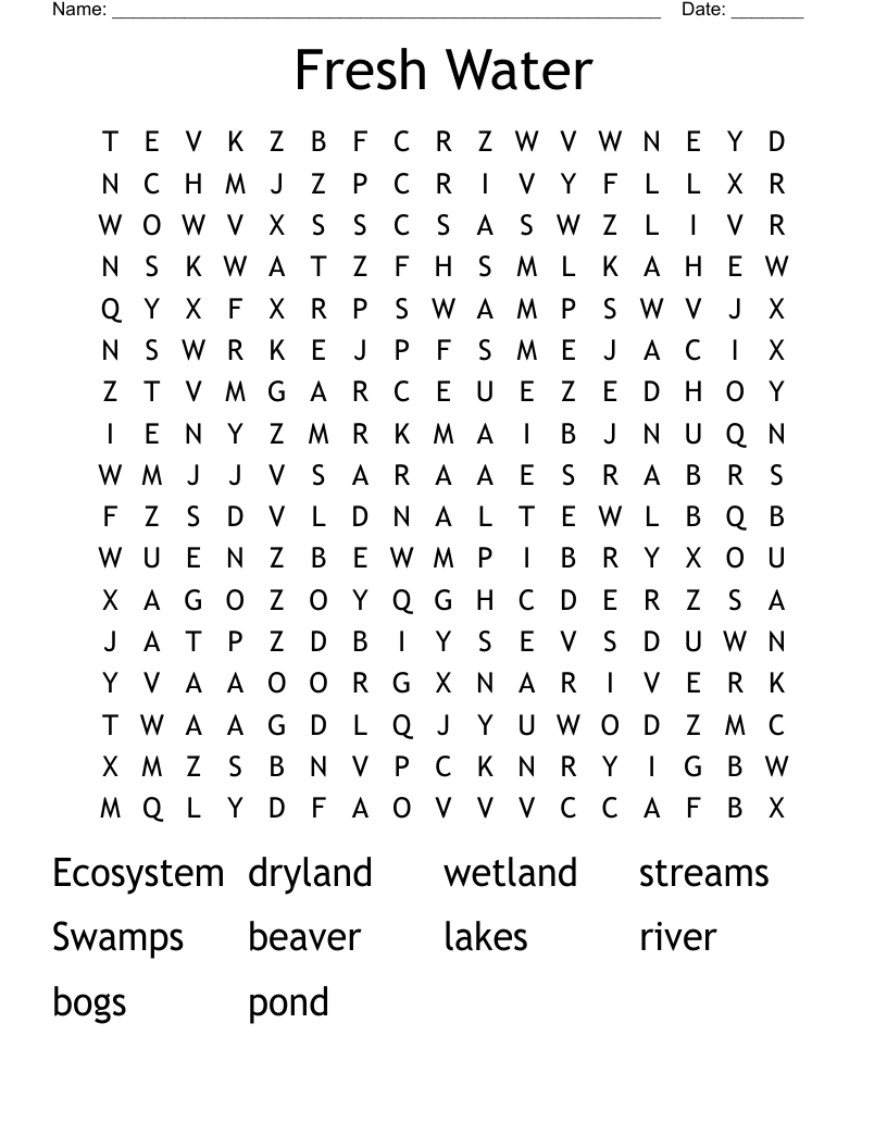 Fresh Water  Word Search