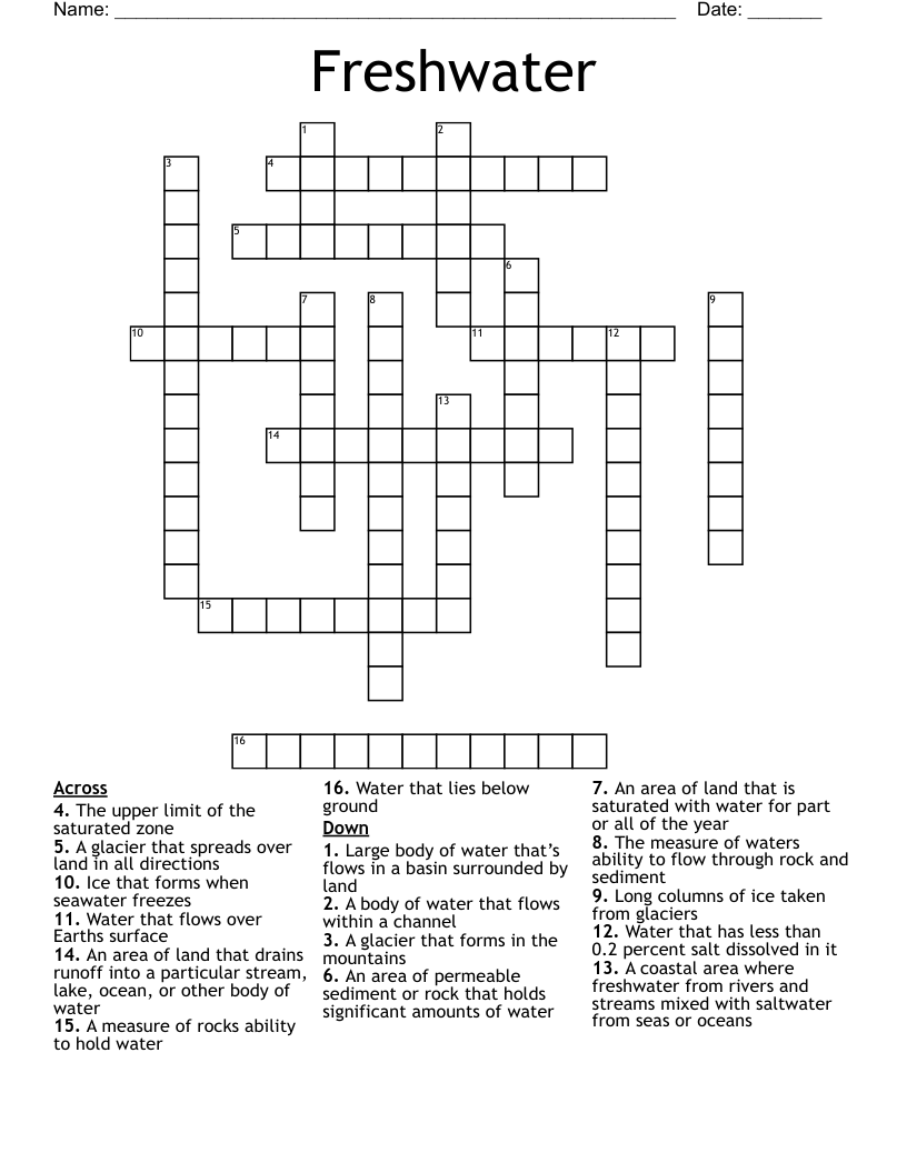 Freshwater Crossword