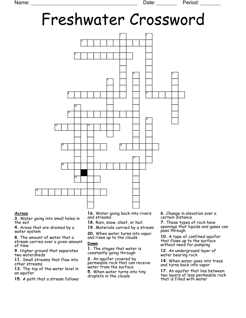 Freshwater Crossword