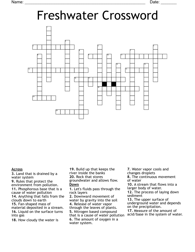 Freshwater Crossword