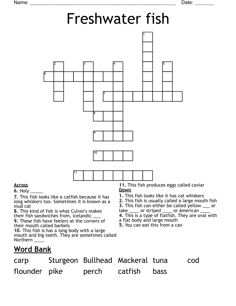 Freshwater fish Crossword