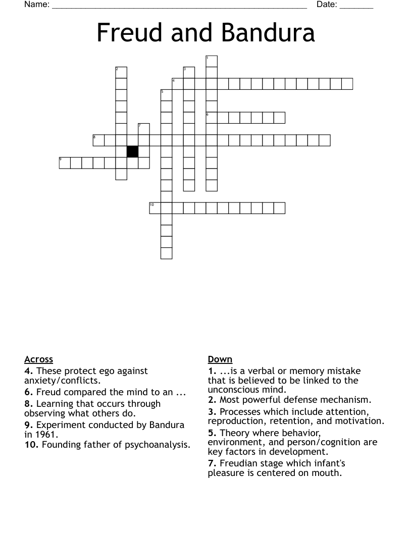 Freud and Bandura Crossword