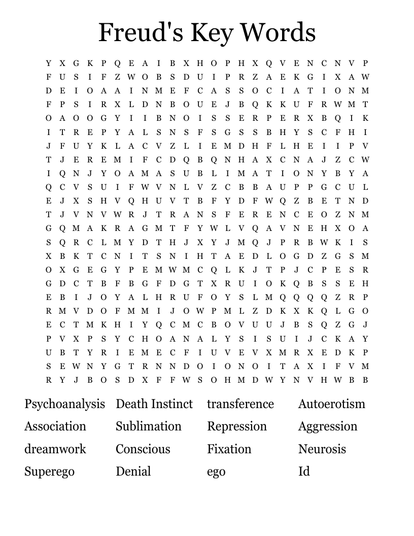 Freud's Key Words  Word Search