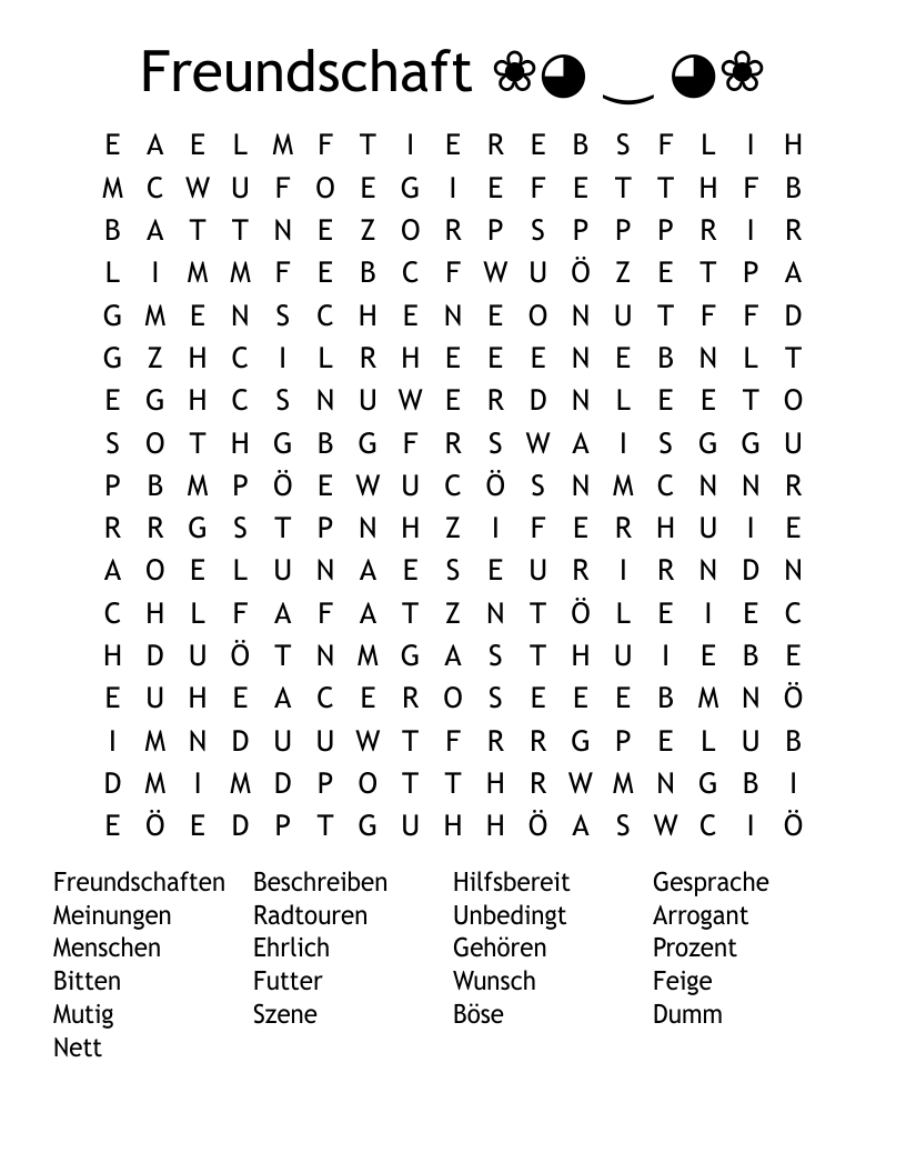 Freundschaft ❀◕ ‿ ◕❀ Word Search