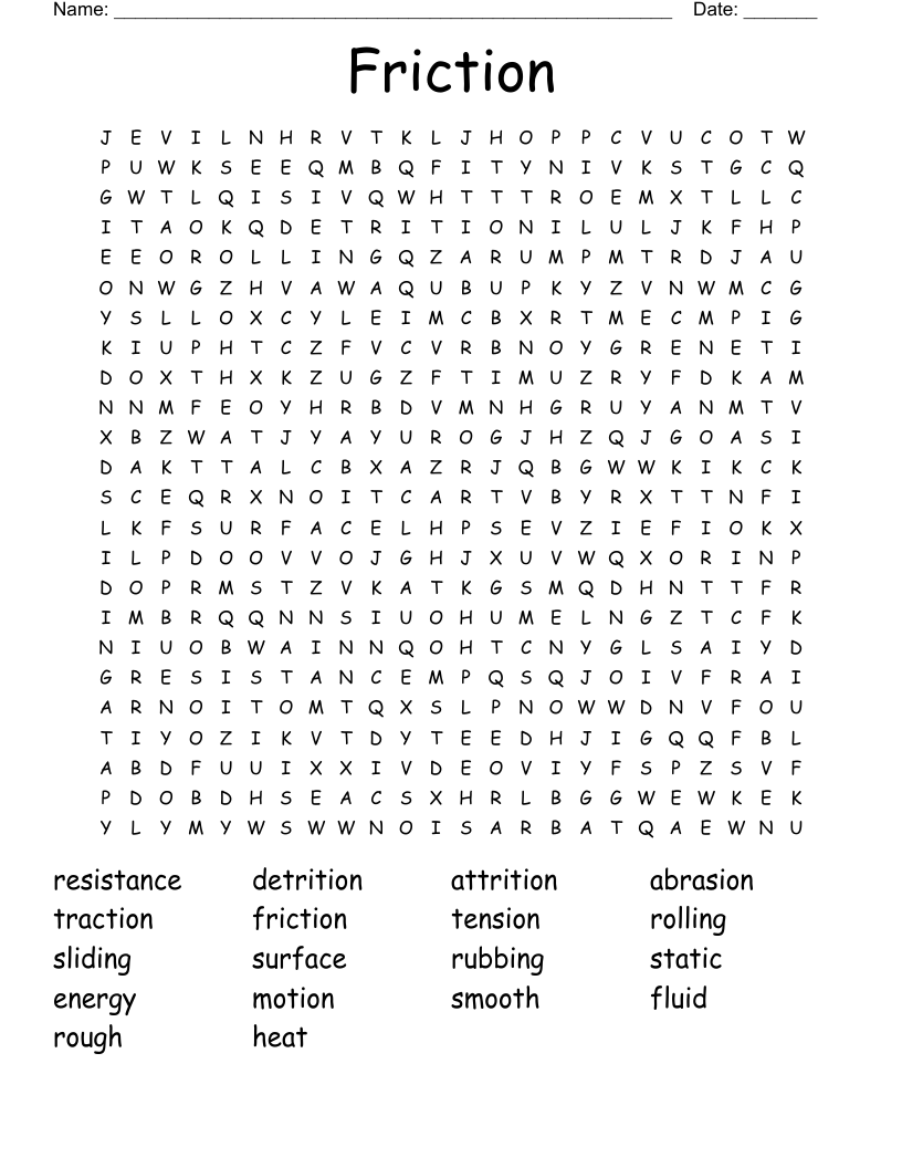 Friction Word Search