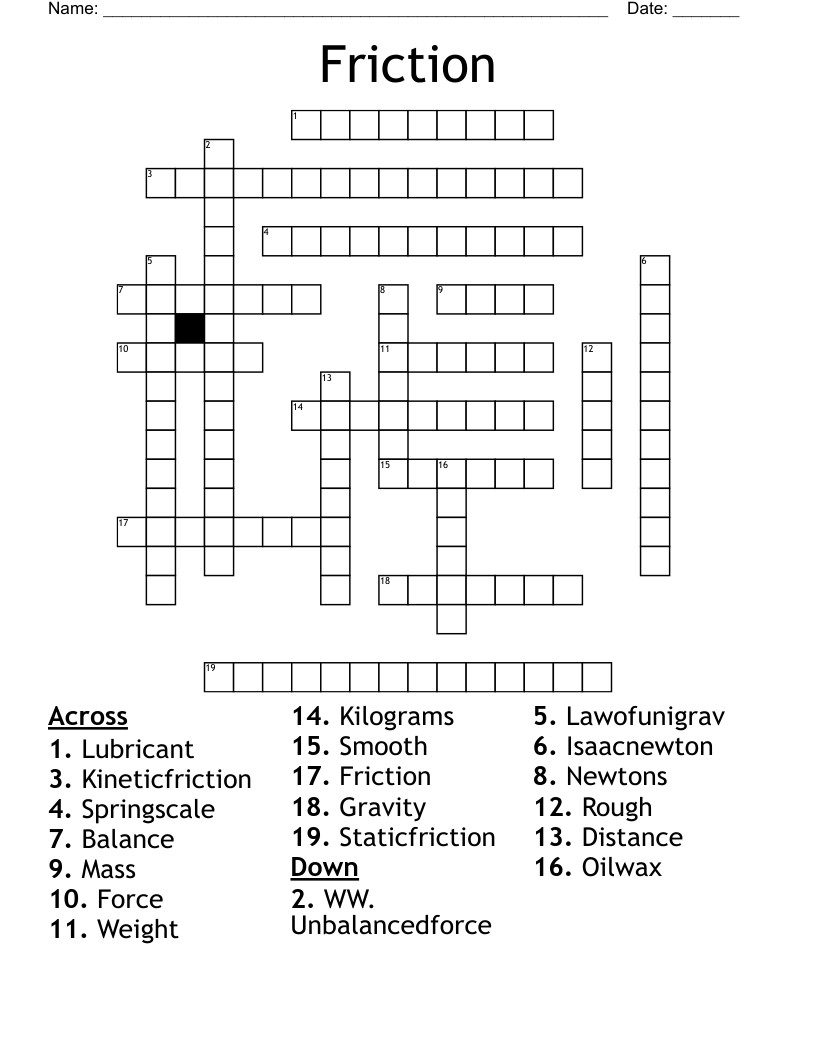 Friction Crossword