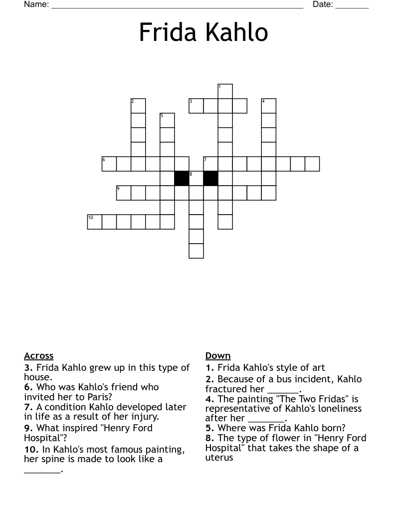 Frida Kahlo Crossword