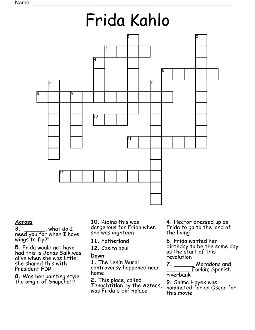 Frida Kahlo Crossword