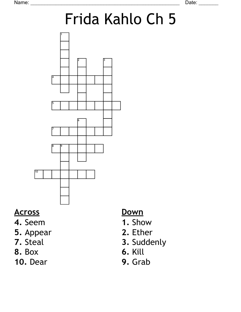 Frida Kahlo Ch 5 Crossword
