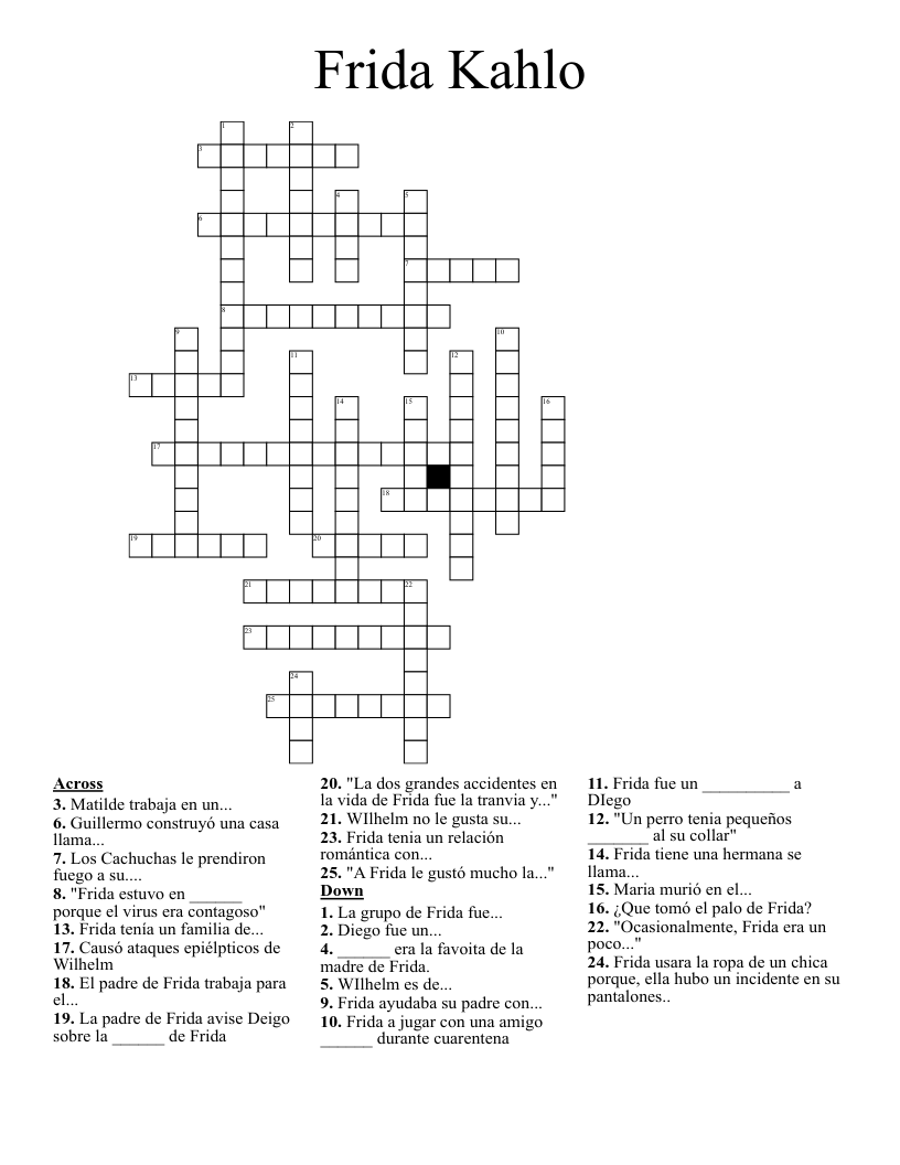 Frida Kahlo  Crossword