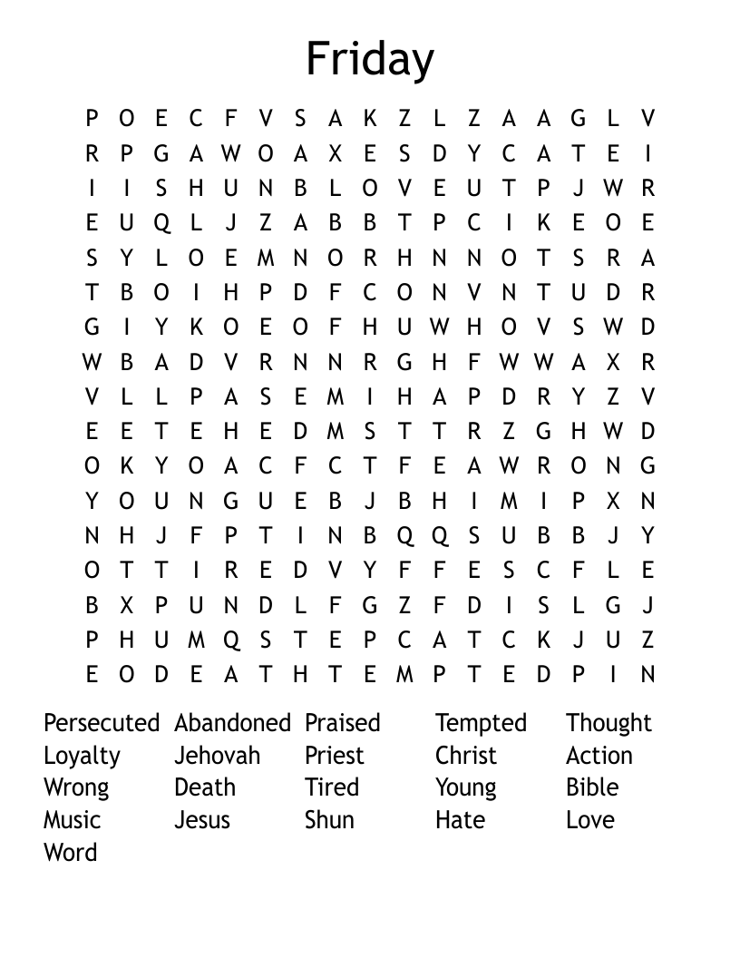 Friday Word Search