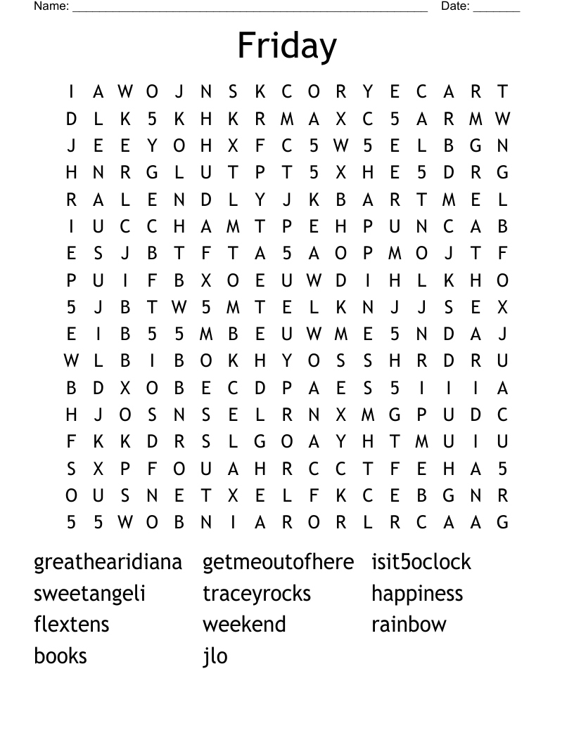 Friday Word Search