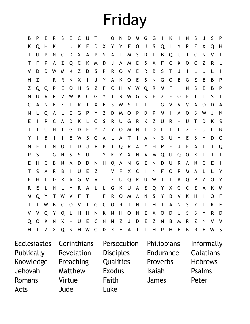 Friday Word Search