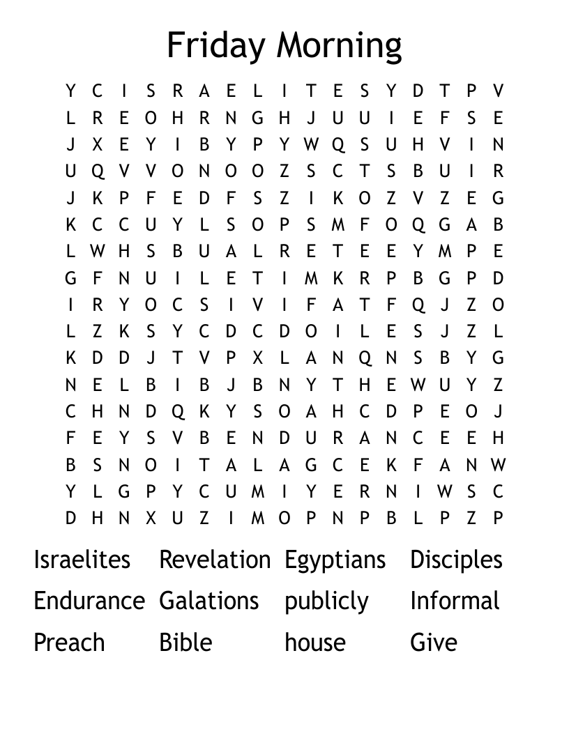 Friday Morning Word Search
