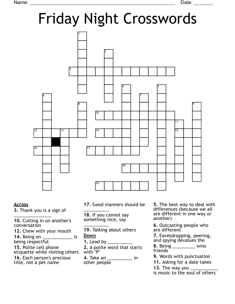 Friday Night Crosswords
