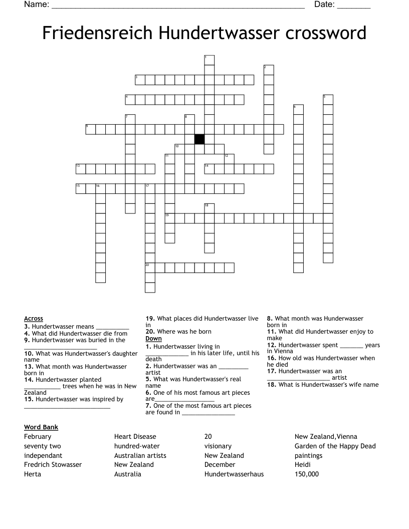Friedensreich Hundertwasser crossword
