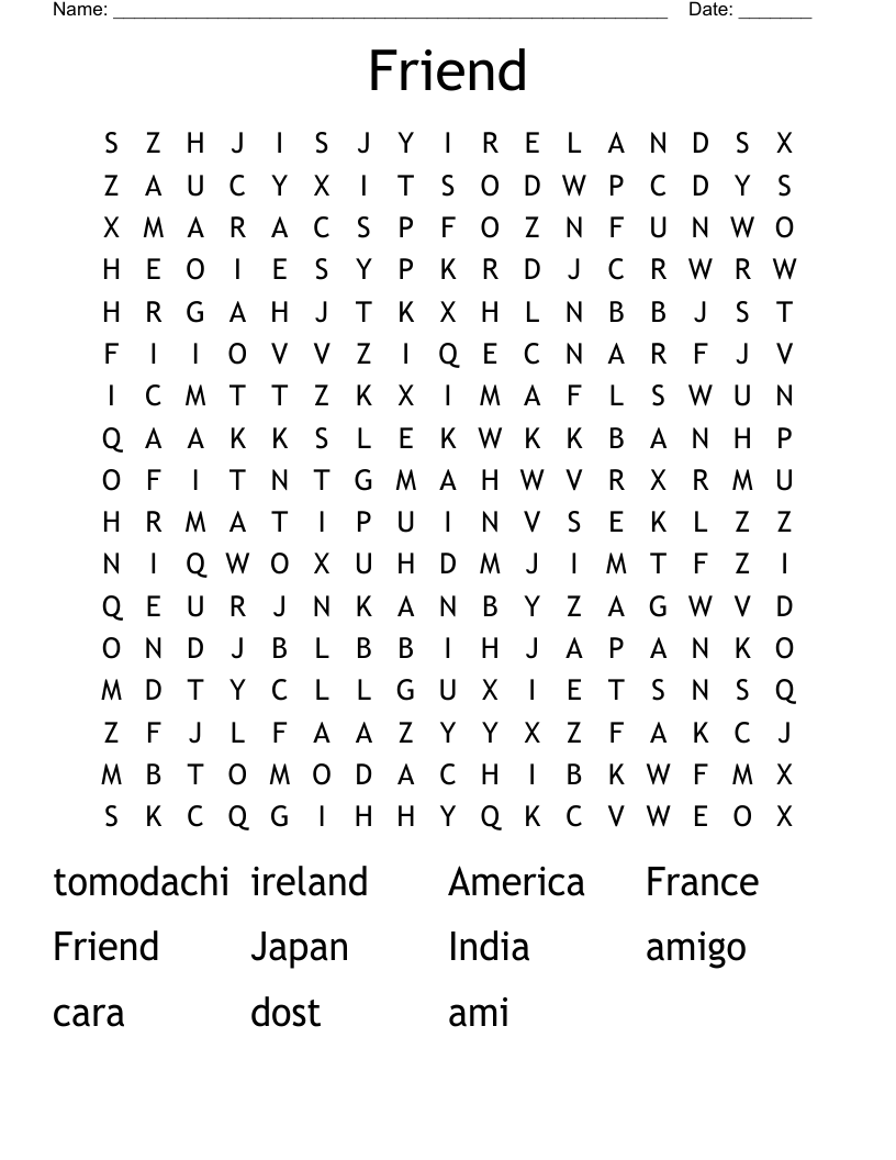 Friend Word Search
