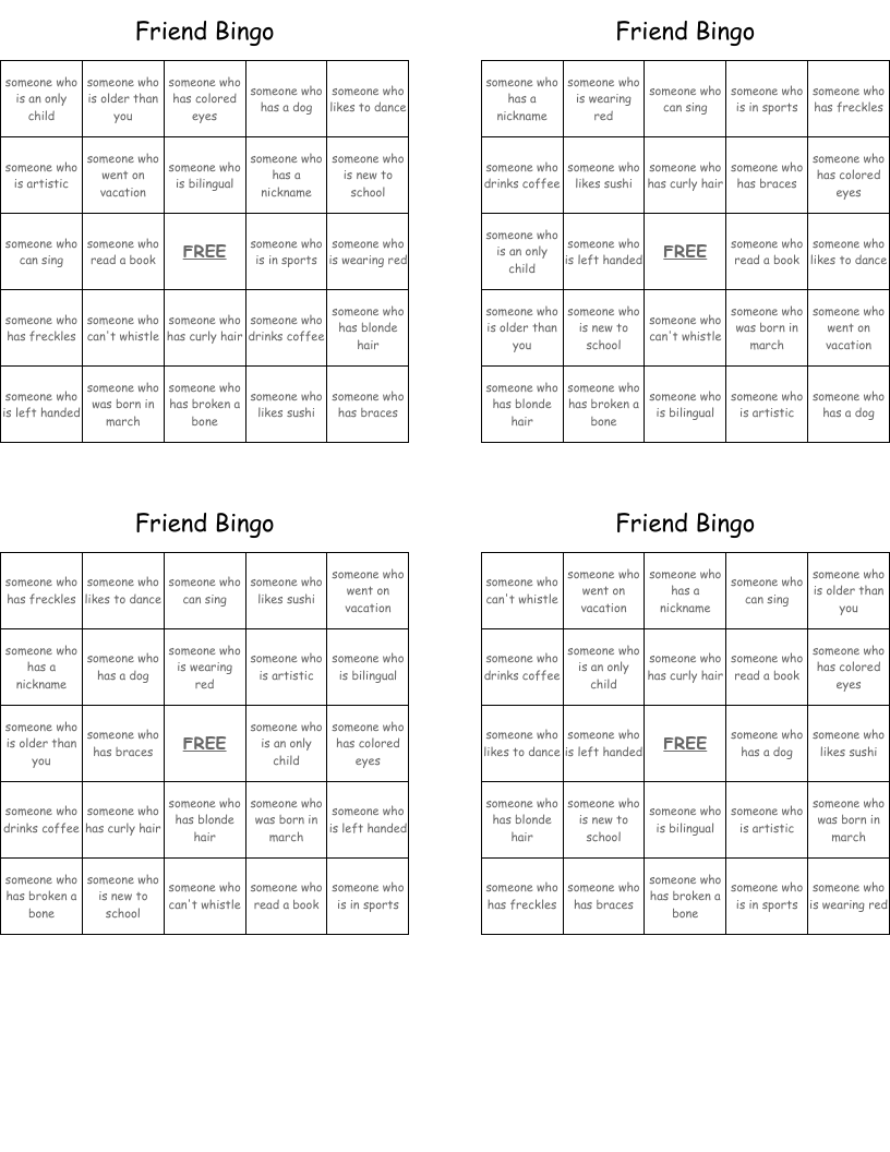 Friend Bingo