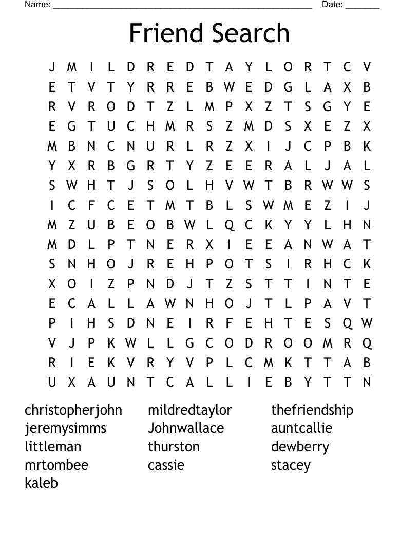 Friend Search Word Search