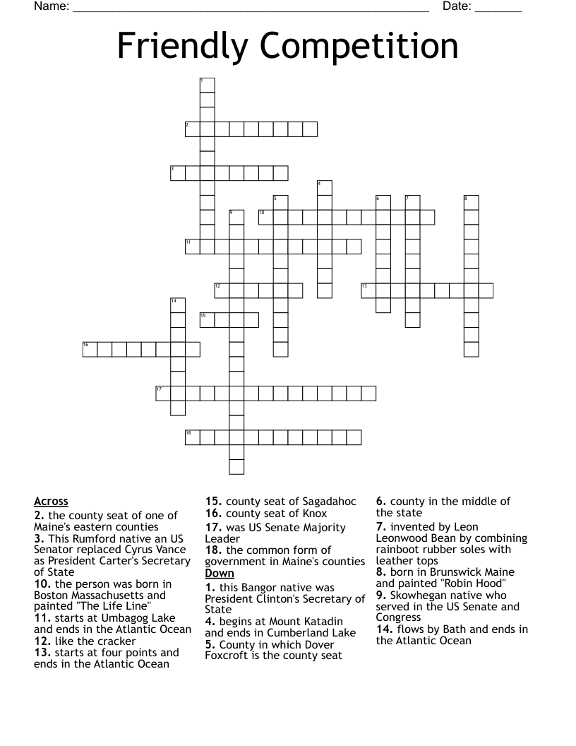 Friendly Competition Crossword