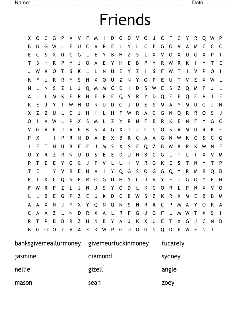 Friends Word Search