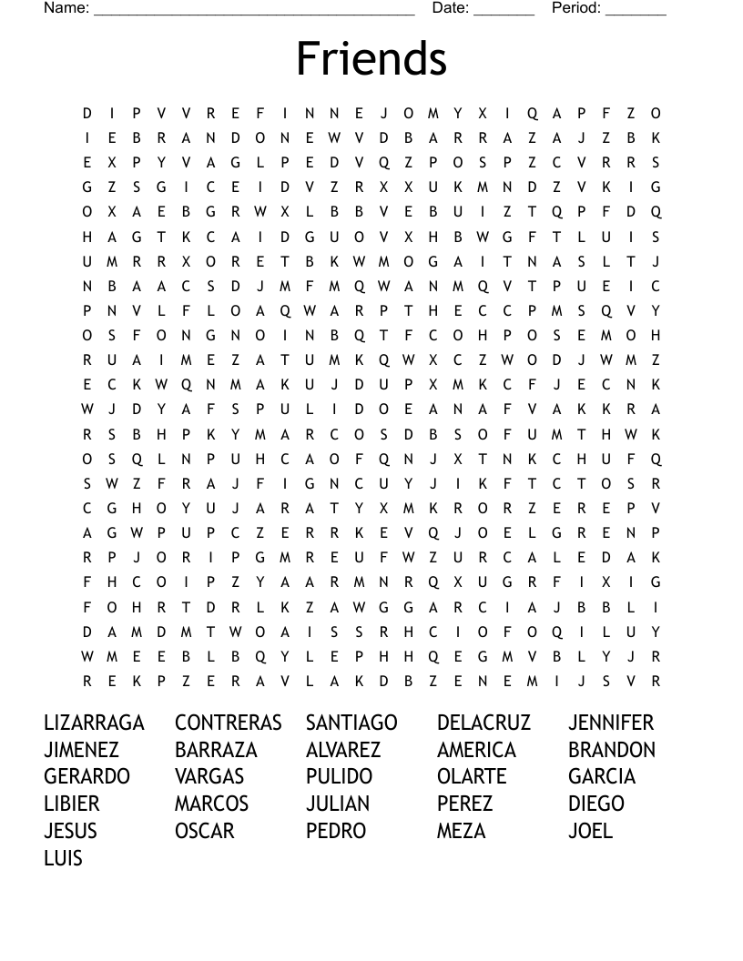 Friends Word Search