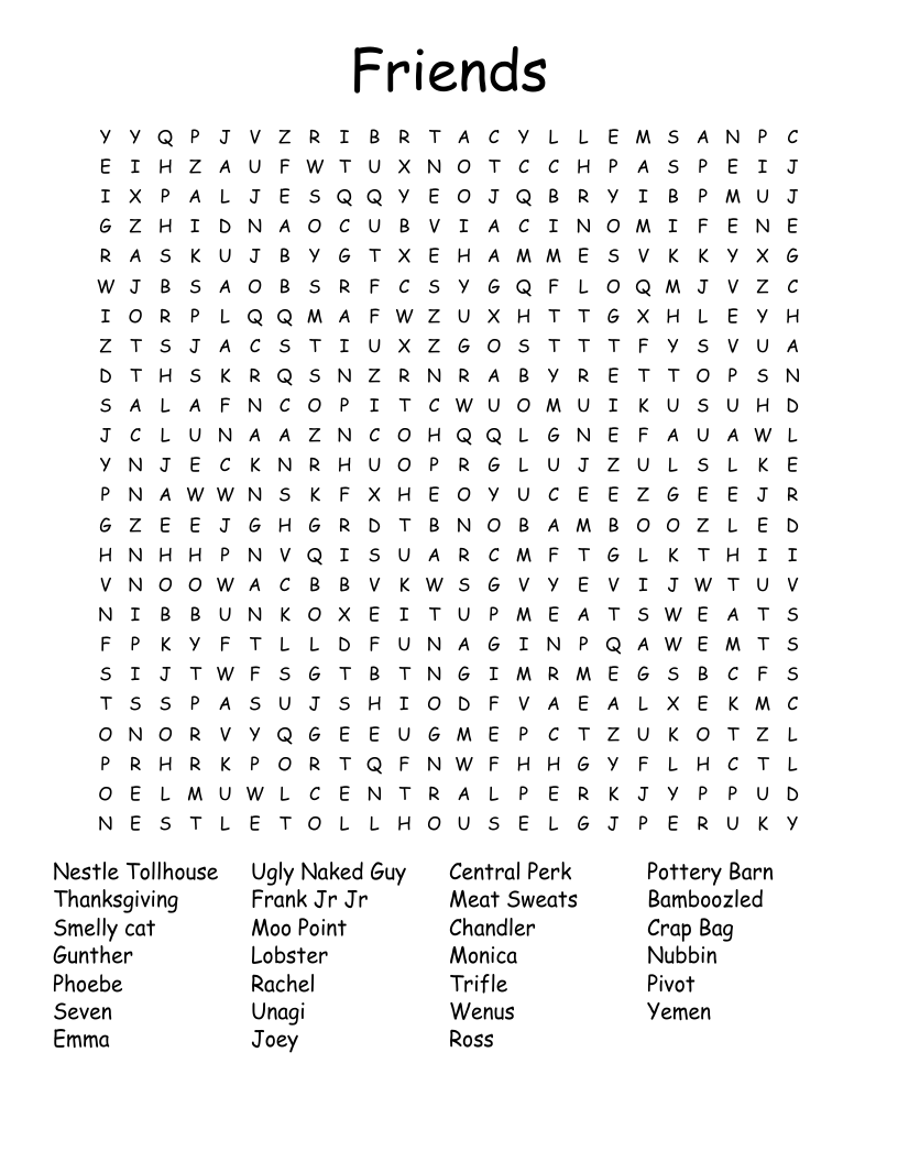 Friends Word Search