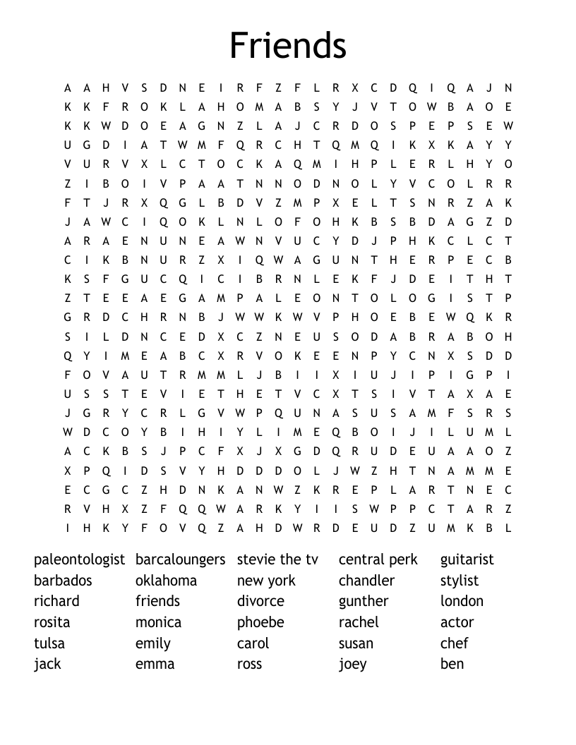 Friends Word Search