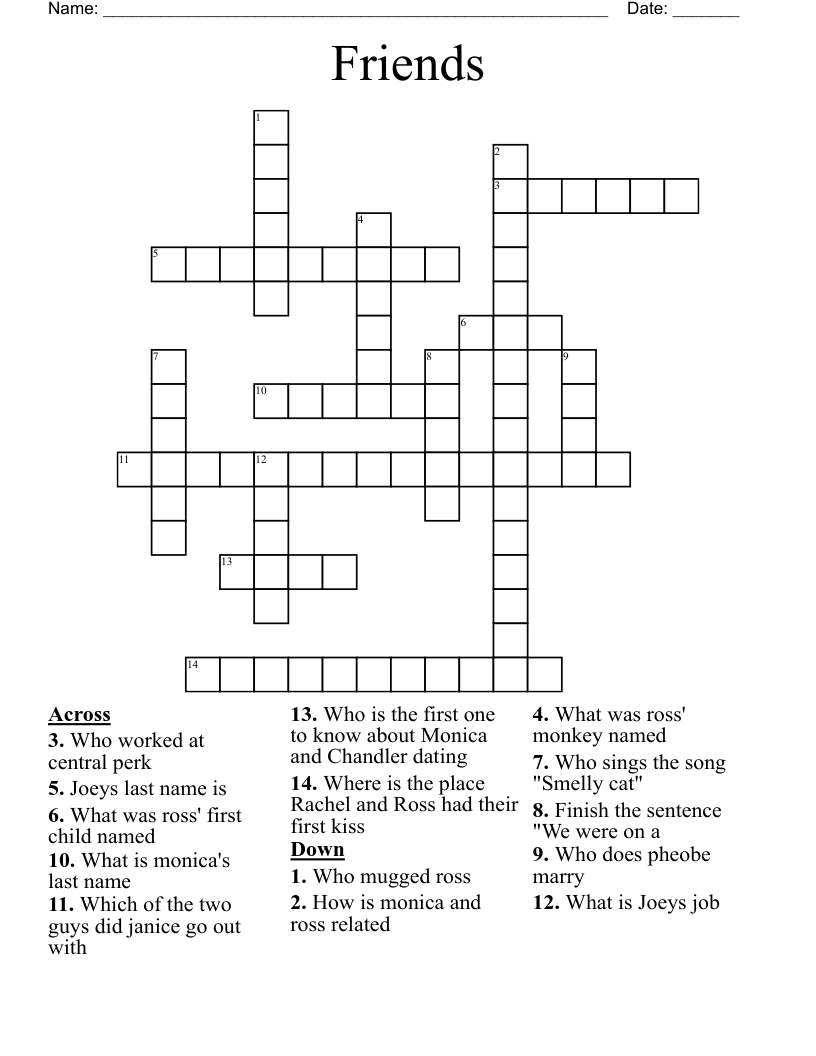 Friends Crossword