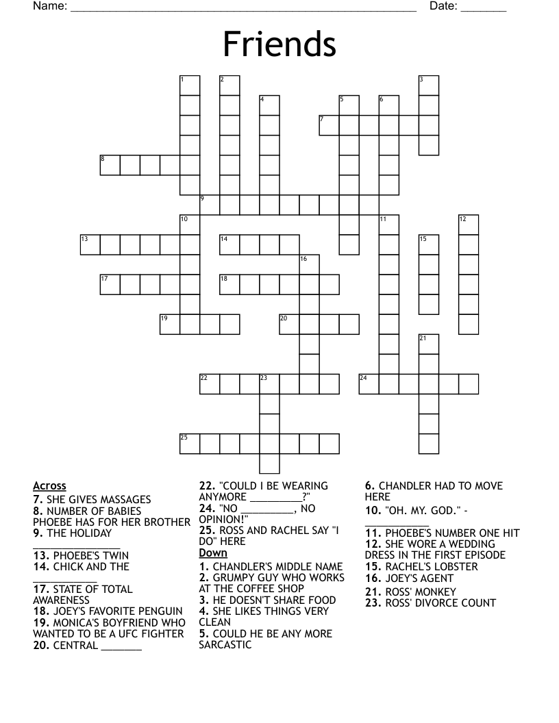 Friends Crossword