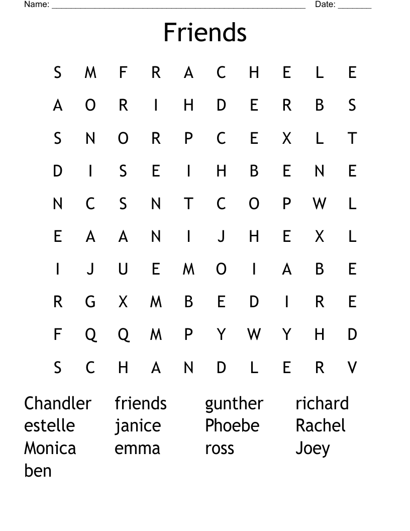 Friends Word Search