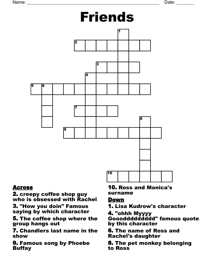 Friends Crossword