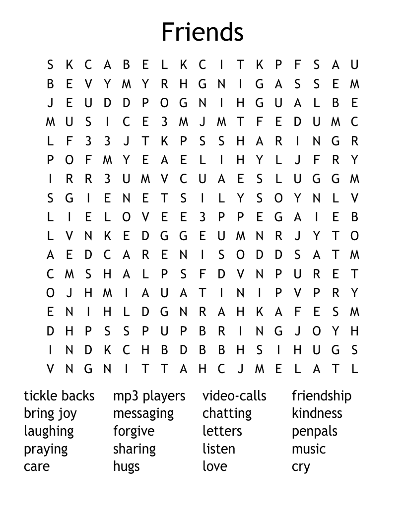 Friends Word Search