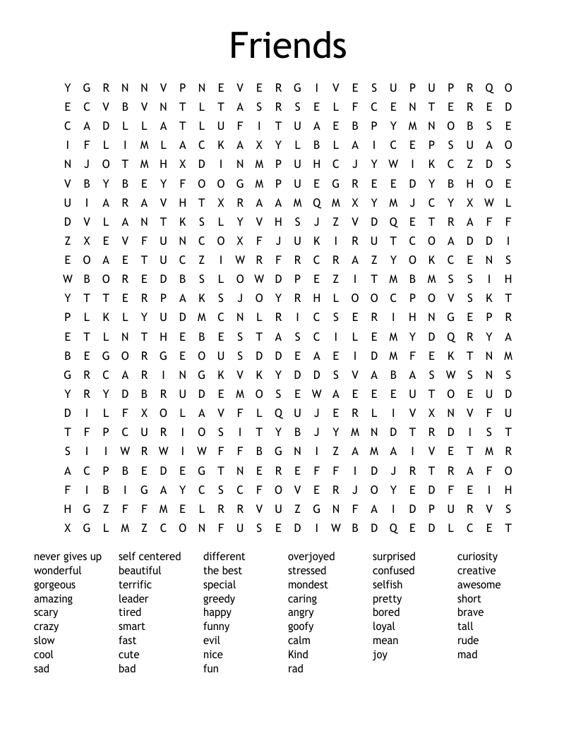 Friends Word Search