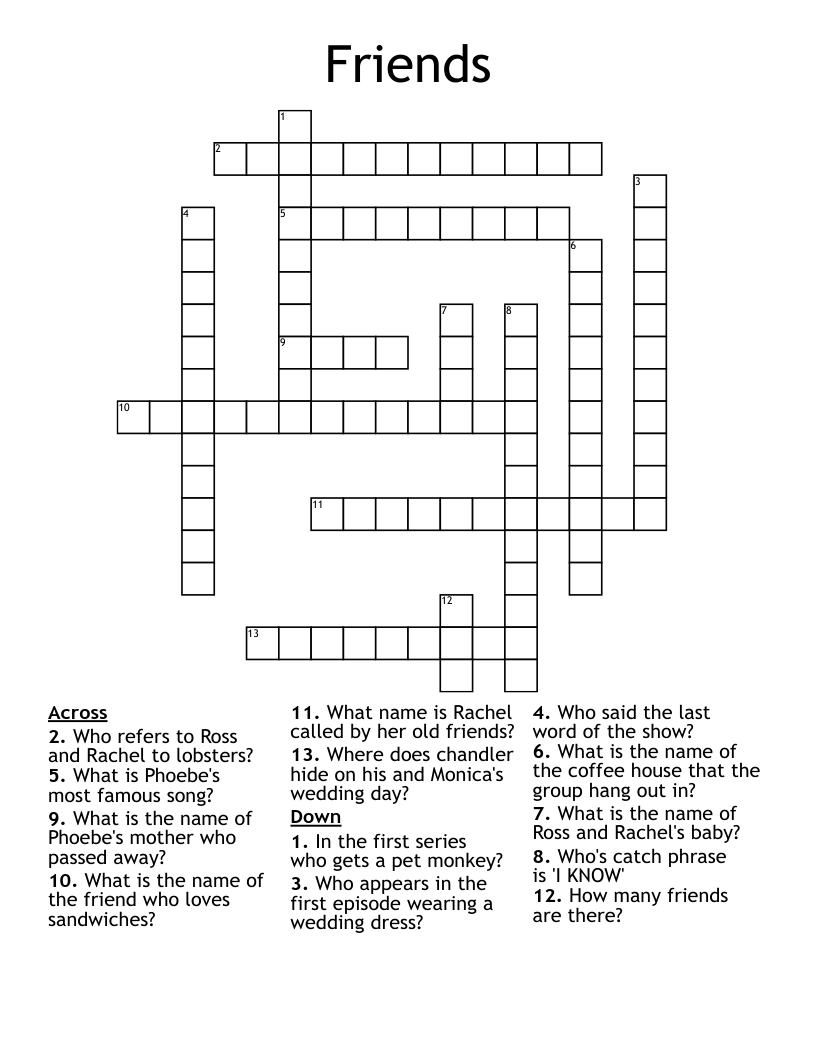 Friends Crossword
