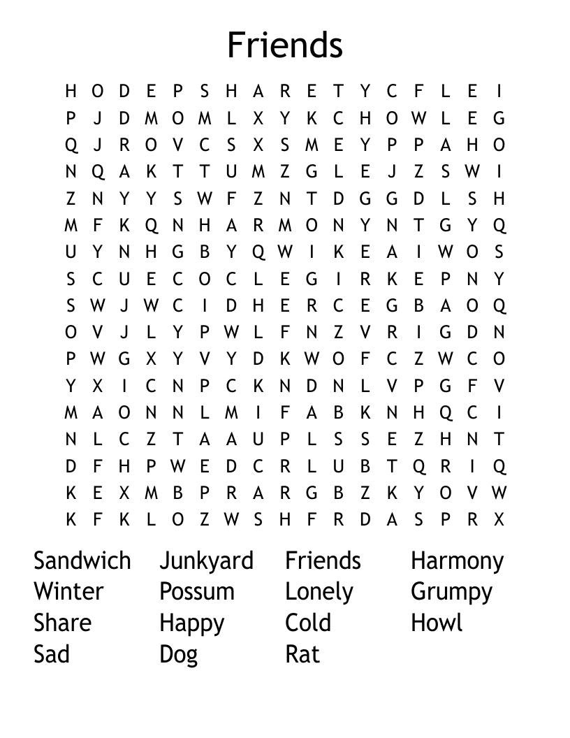 Friends Word Search