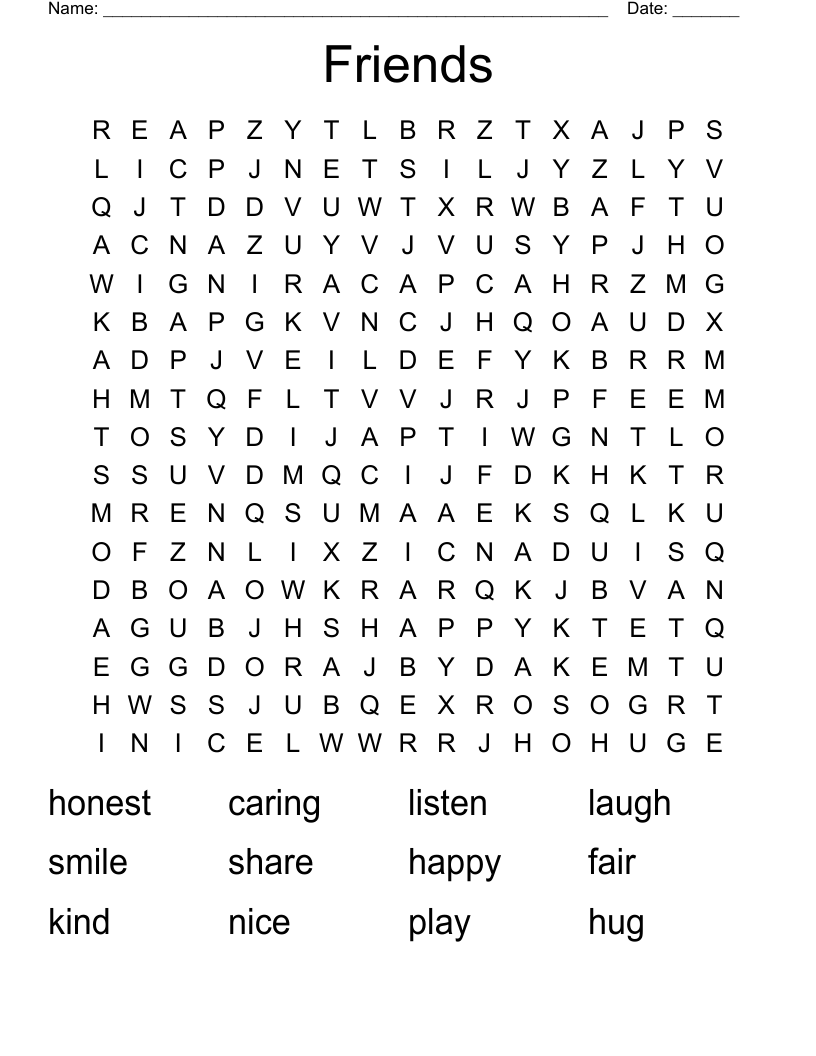 Friends Word Search