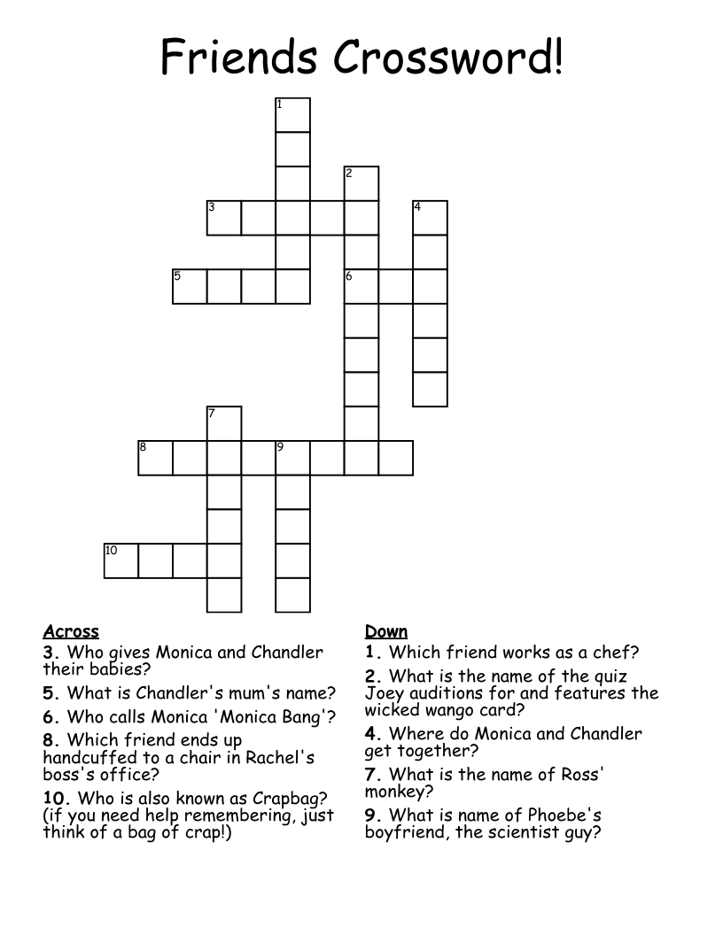 Friends Crossword!
