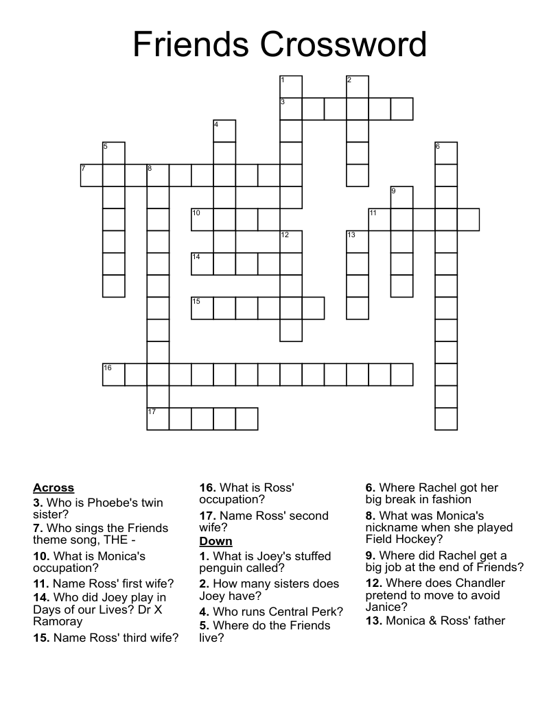 Friends Crossword
