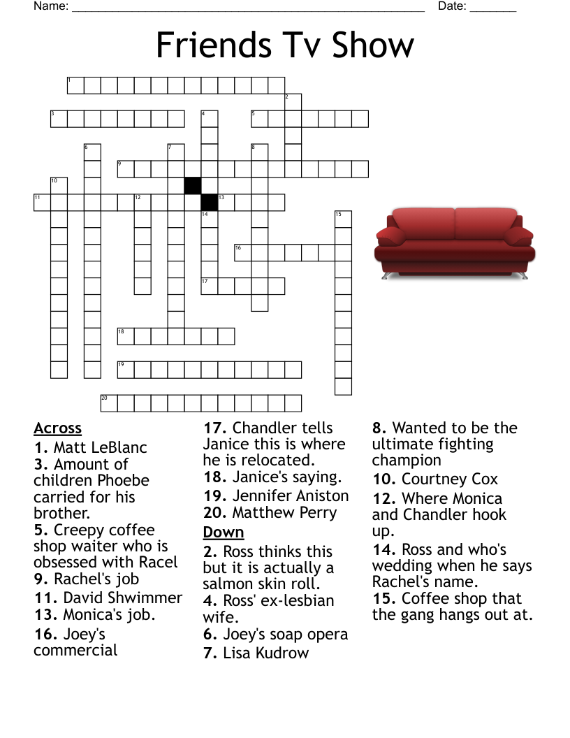 Friends Tv Show Crossword