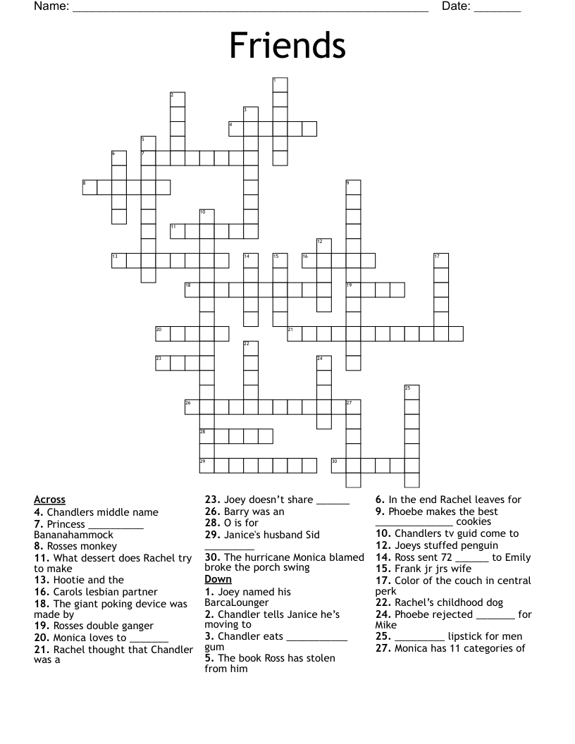 Friends  Crossword