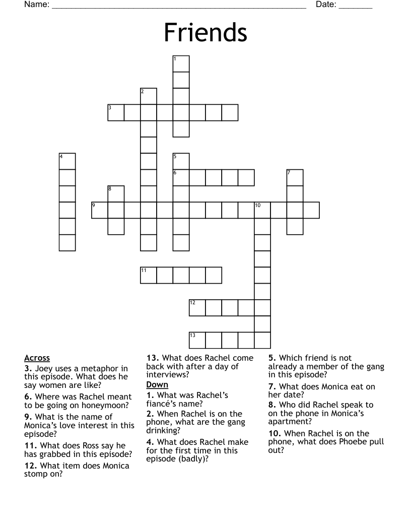 Friends  Crossword