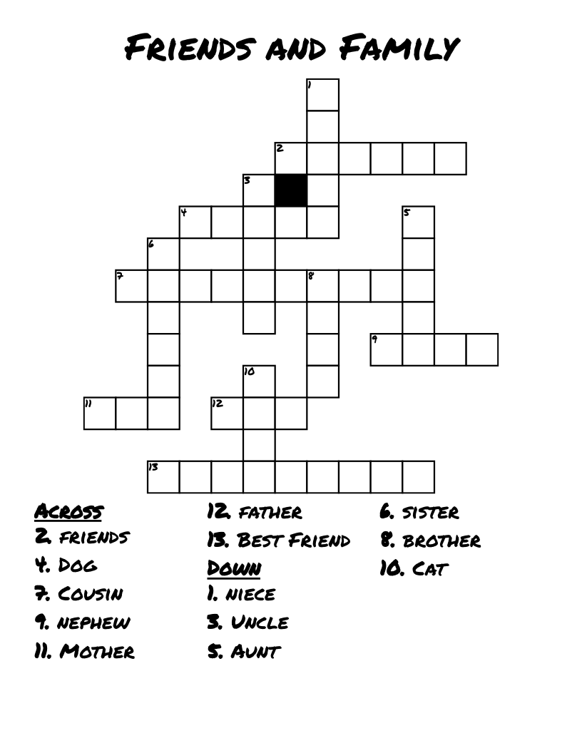 Friends and Family Crossword